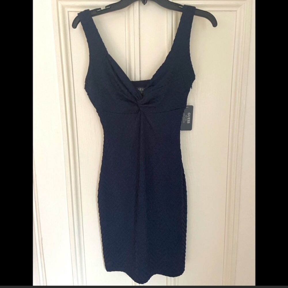 NWT guess brand navy blue knot front dress size 0